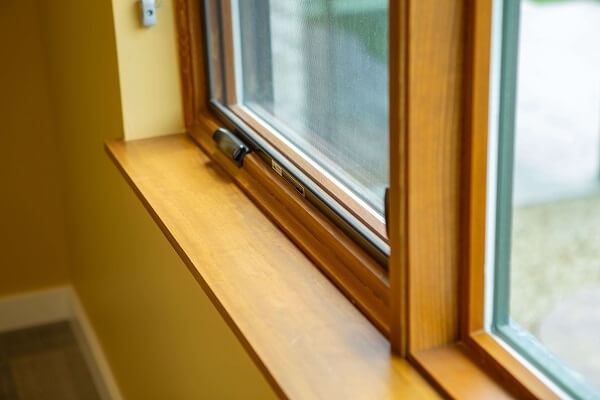 Pella wood casement window interior view