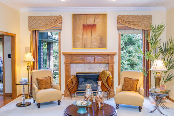 Lifestyle windows living room with fireplace
