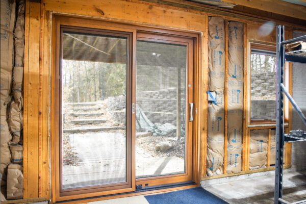 Lifestyle sliding patio door in walkout basement