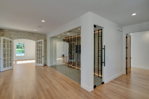 Wine cellar brightened by Pella windows