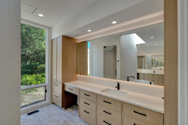 Master bathroom with Pella awning window