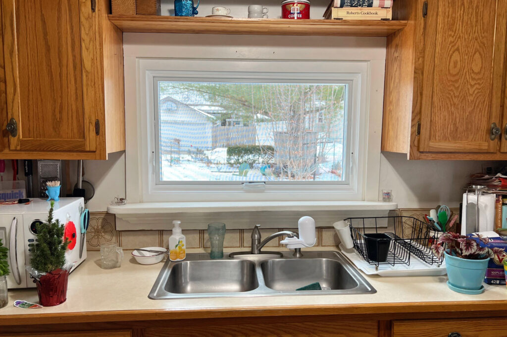 After interior view of wood Lifestyle awning window in kitchen
