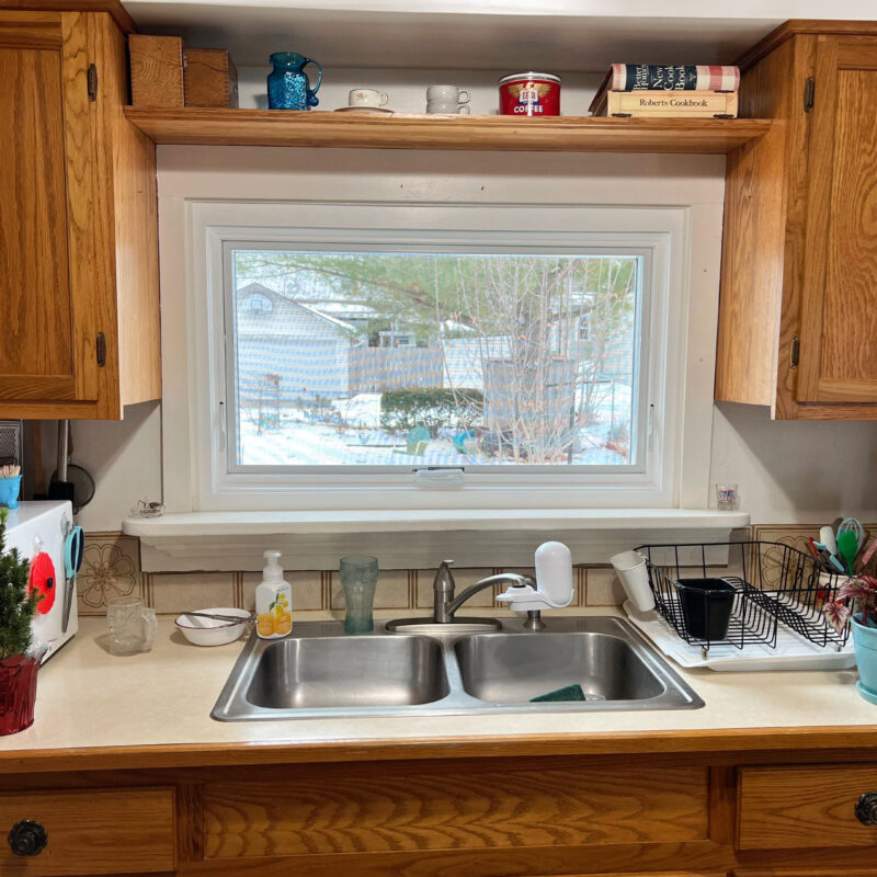 After interior view of wood Lifestyle awning window in kitchen