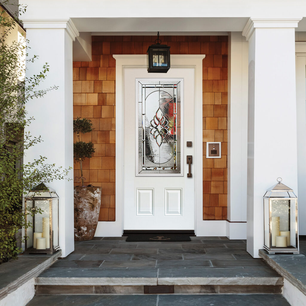 White front door to a luxury home