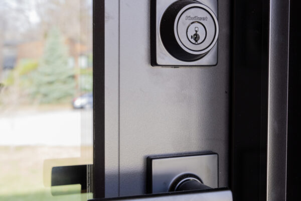 Black fiberglass entry door hardware