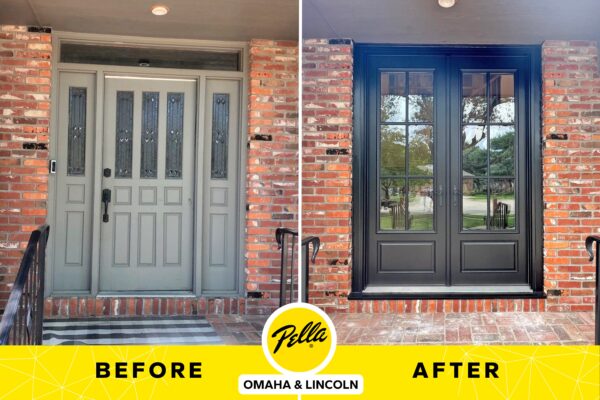 Before and after fiberglass double entry door