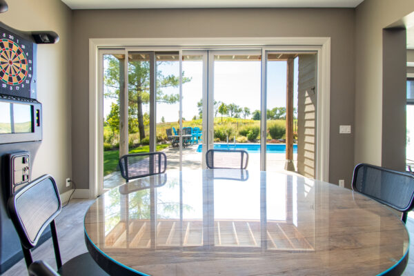 White Quad Sliding Lifestyle Patio Door Dining Room