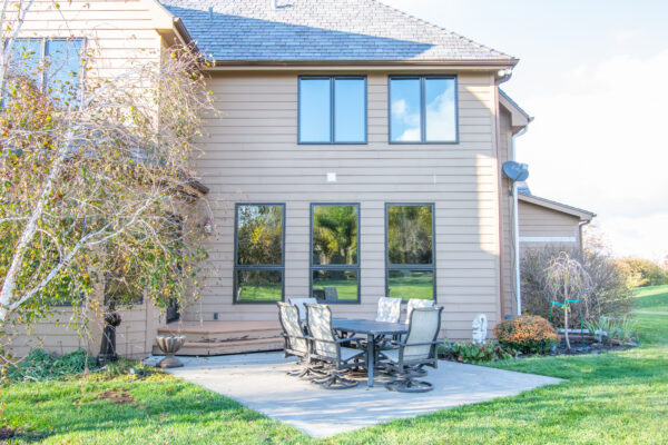 Exterior brown Lifestyle windows on back patio