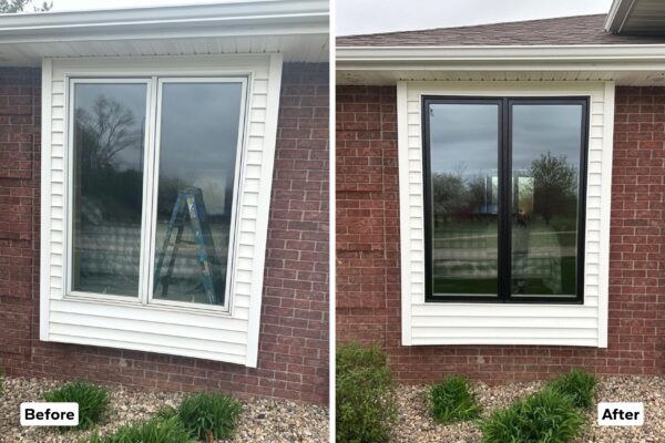 Exterior before and after Pella Lifestyle replacement windows