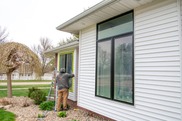 Exterior black Pella Lifestyle casement windows