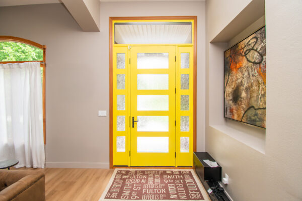 Fiberglass entry door yellow interior view