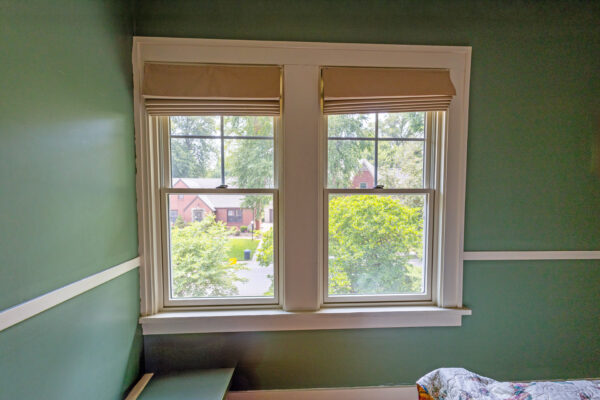 Pella windows in green bedroom