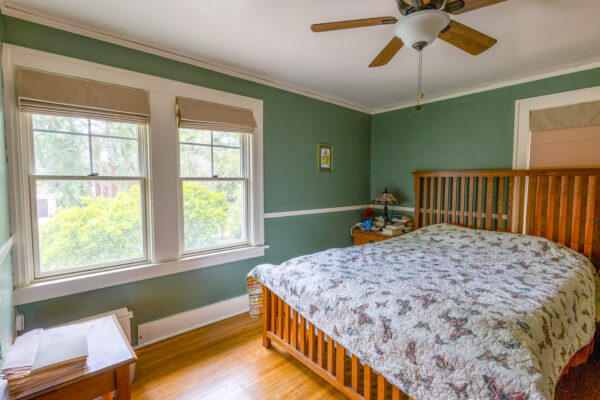Green bedroom with Pella windows