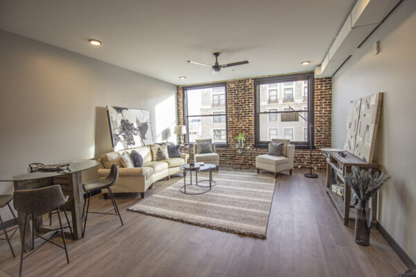 Pella Reserve Monumental hung windows in living room