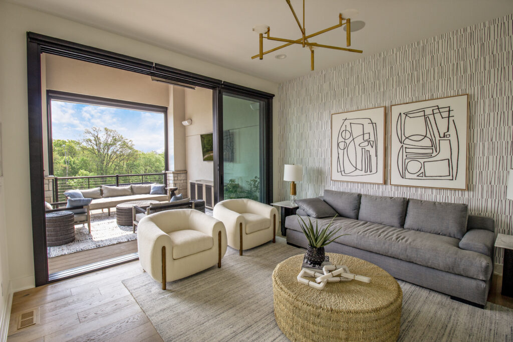 Sliding door in a living room