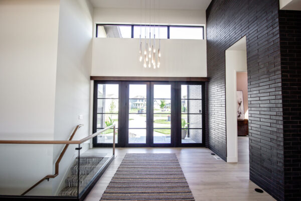 Black Pella Reserve front entry door interior