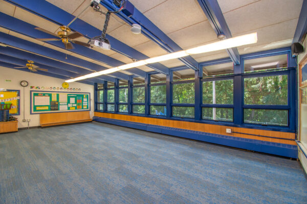 St Gerald Catholic school blue Pella windows interior