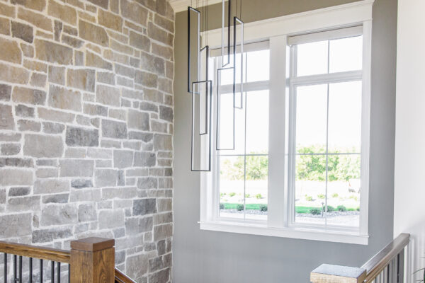 White Pella windows in stairwell