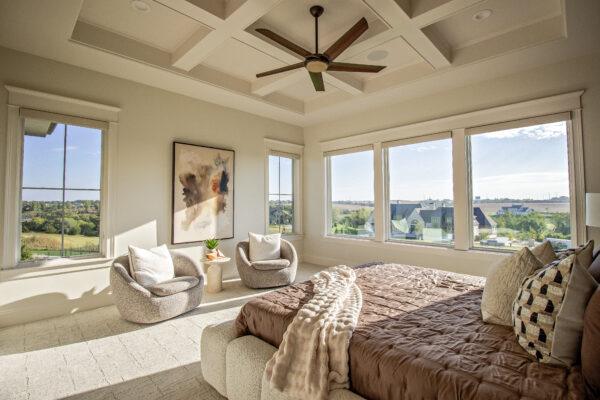 white Pella windows in bedroom