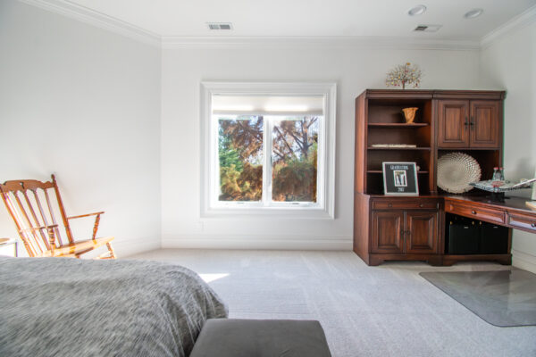 White Pella Lifestyle replacement windows in bedroom