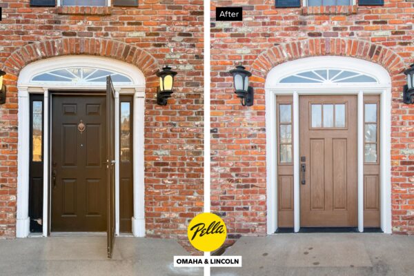 Fiberglass front entry door before and after