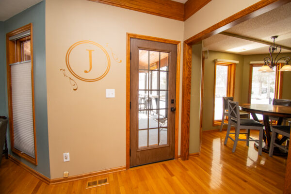 Full light fiberglass door with grilles